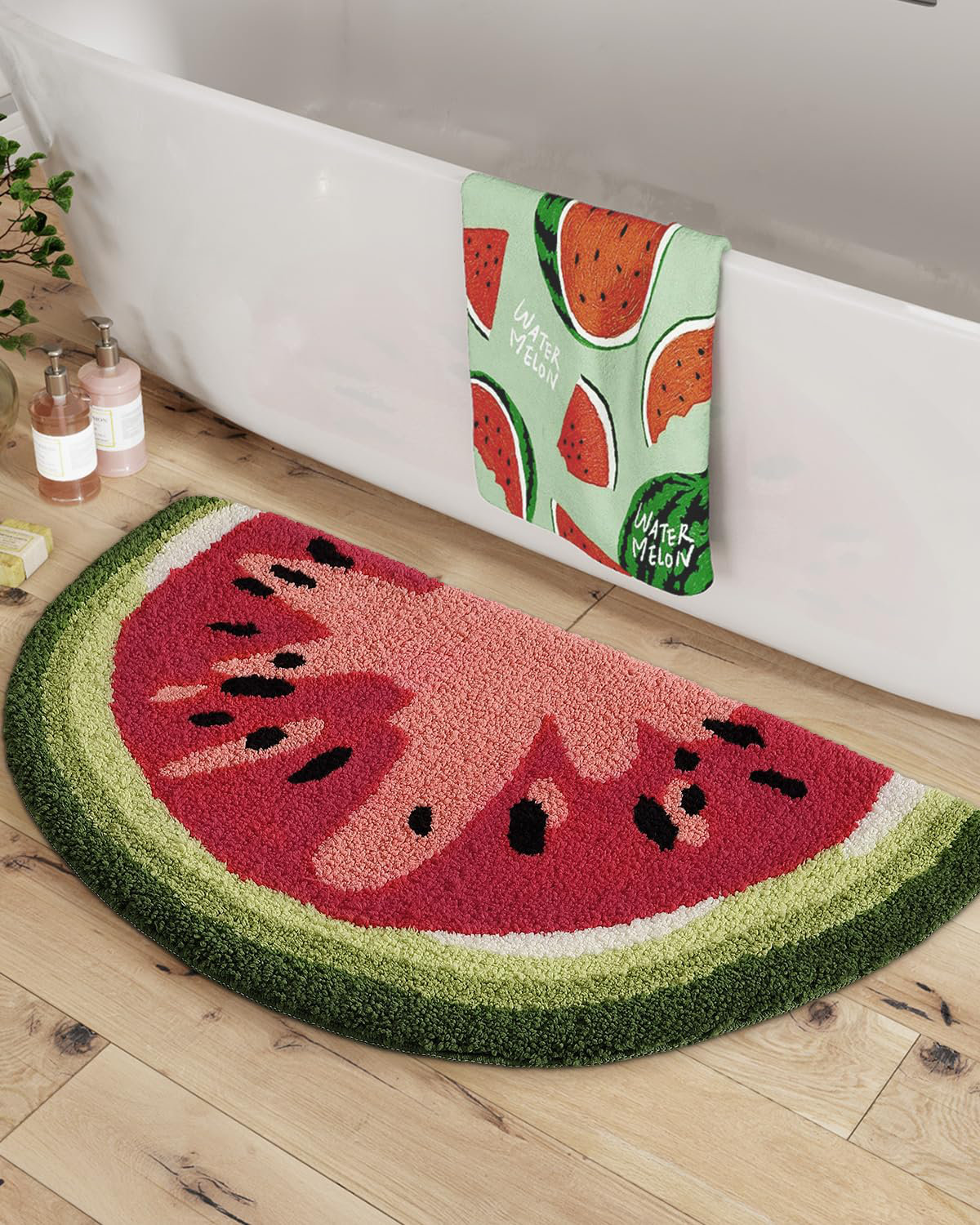 Cute Rose Bath Mat For Bathroom, Luxury Red Bathroom Mats Non Slip