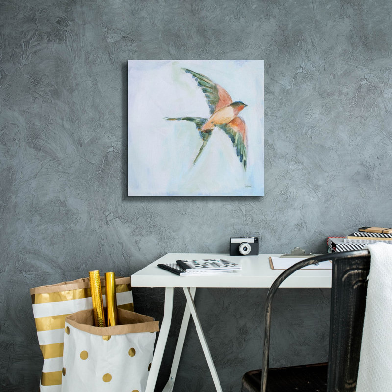«Barn Swallow Flight 2» par Sue Schlabach, art mural sur toile, 37 po x 37 po, H 18 po x l 18 po x P 0,75 po