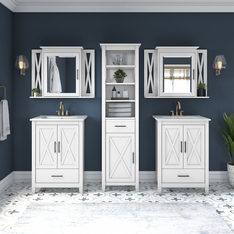 Edion Double Bathroom Vanity with Ceramic Top with Mirror