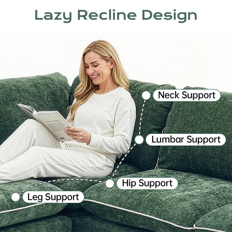 Ensemble de salon (causeuse et 2 chaises) Green Chenille, Vert
