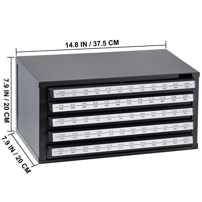 Drill Bit Dispenser Cabinet, Five-Drawer Drill Bit Dispenser, 1/2" Reduced Shank