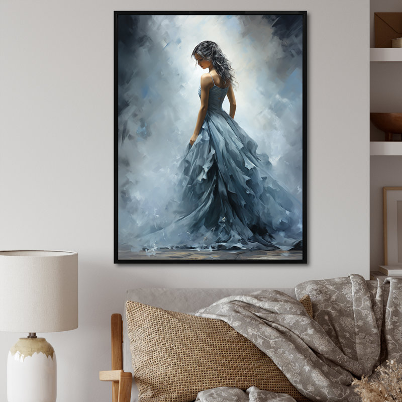 Gris Adagio Dance Ballet - Ballet, art mural, Cadre flottant noir, H 40 po x l 30 po x P 1,5 po