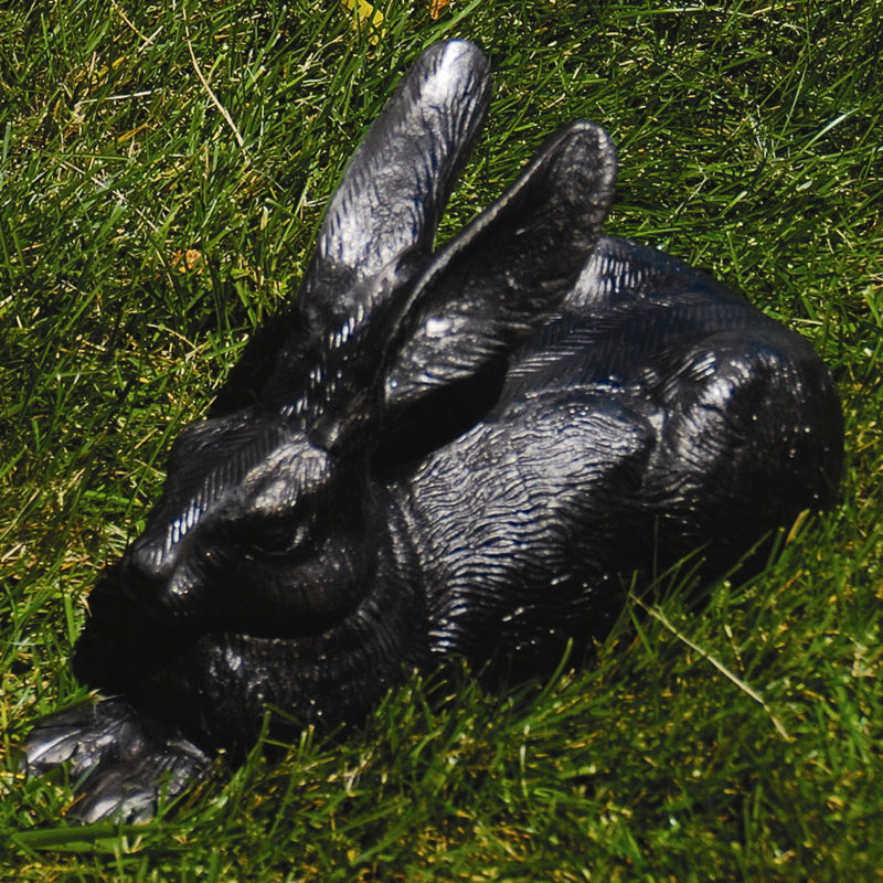 Charcoal Cast Aluminum Rabbit Garden Statue