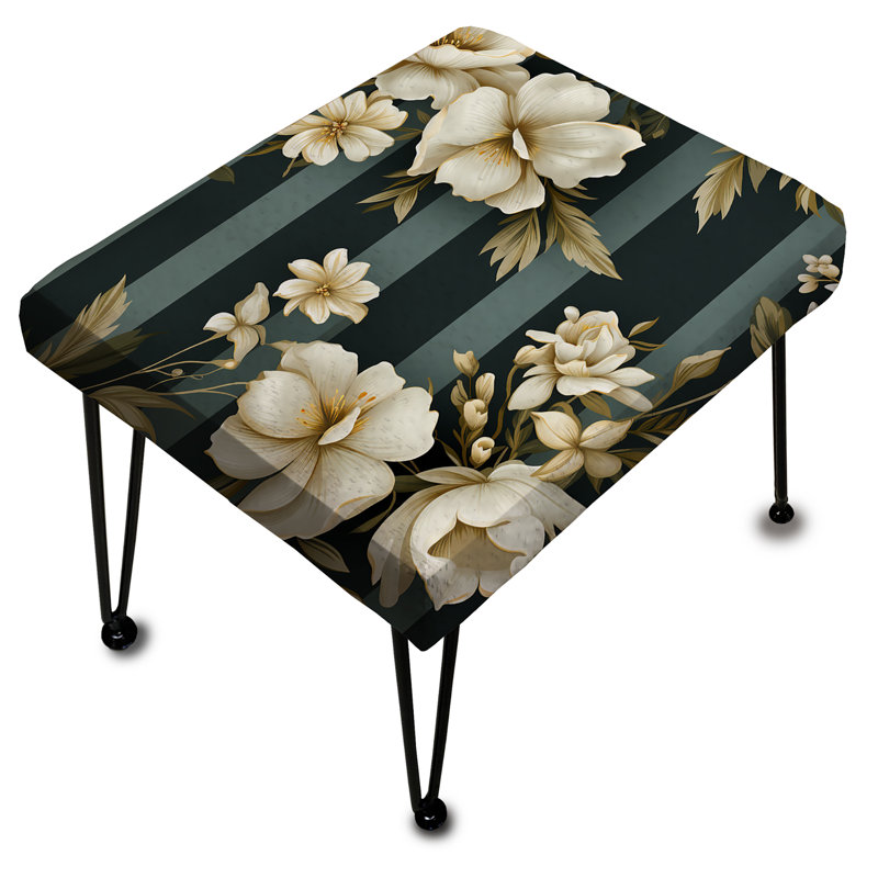 Classic Elegant Striped Floral Dreamscape - Repose-pieds rectangulaire rayé