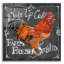 Art mural en verre acrylique 12 po x 12 po «Rooster On Chalkboard 2» par Art Licensing Studio