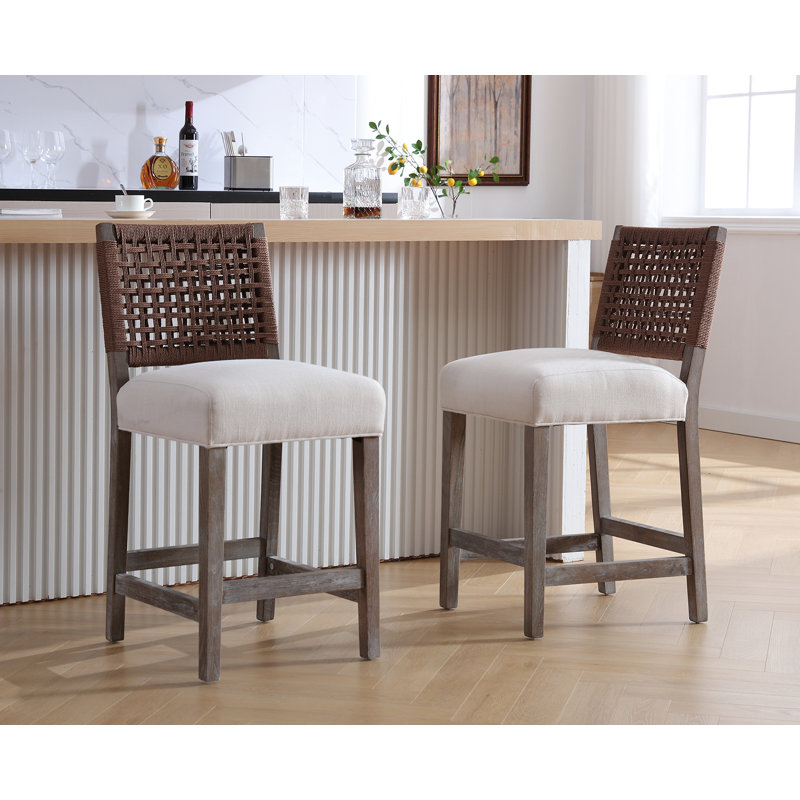Tabouret de comptoir 27 po Dazhon, Brun/beige