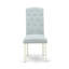 L'ensemble de mobilier de salle à manger 5 pièces comprend une table de cuisine ronde avec piédestal et 4 chaises rembourrées en tissu bleu lin, blanc lin-1977718612-1911089976-1911089974