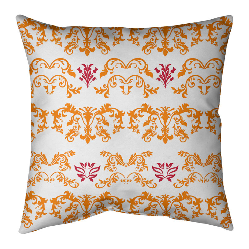 Housse de coussin carrée Tampa Bay, Blanc / jaune / bourgogne, 26 po x 26 po, Croisé en coton