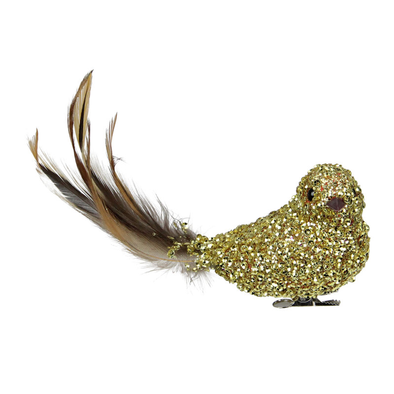 Ornement de Noël 7,5 "à paillettes avec pince, Or