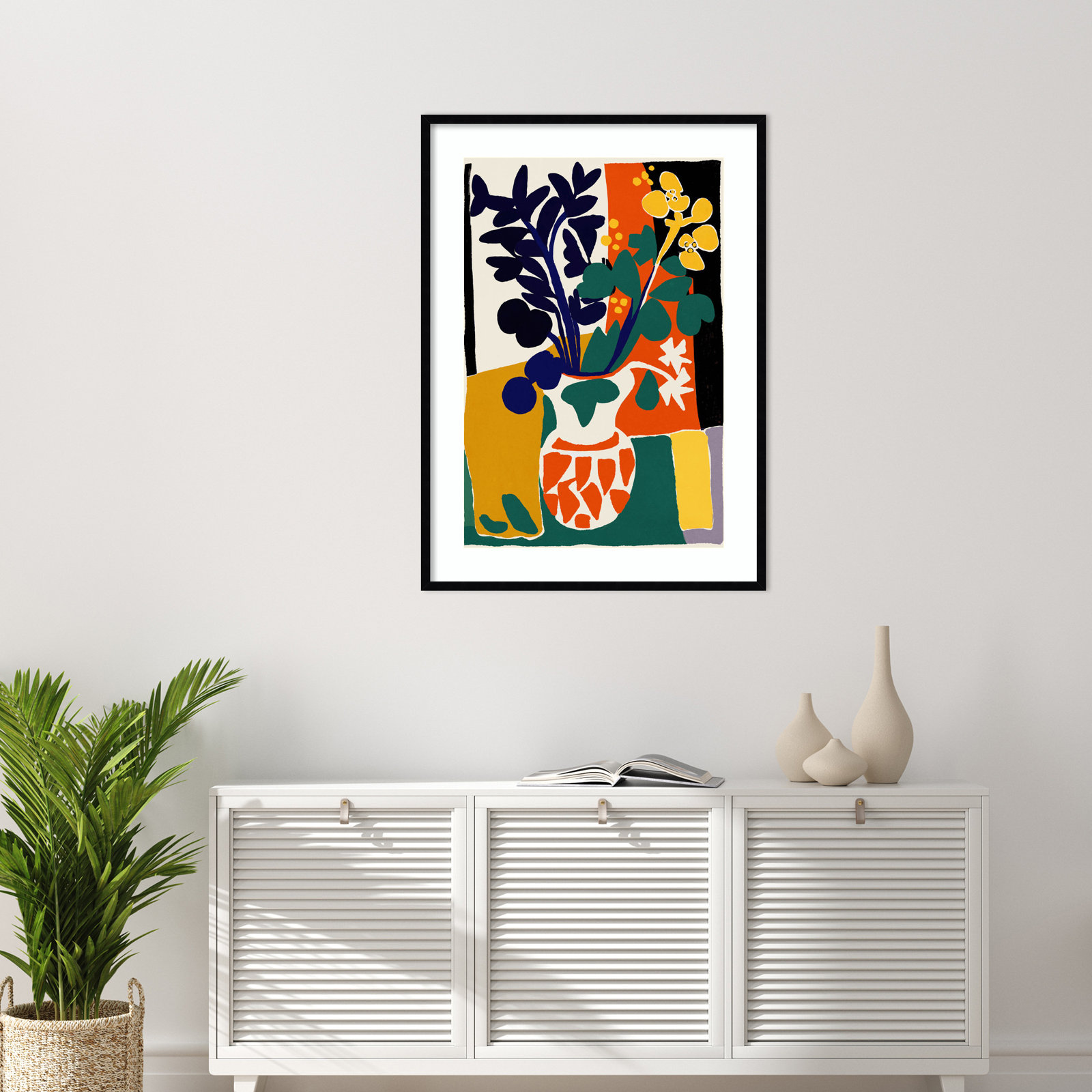 Ovando "France Floral Impressions" Print, Black, 41" H x 30" W
