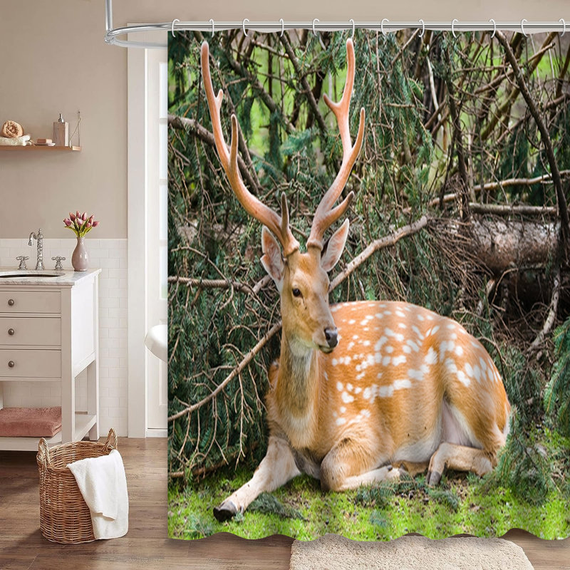 Rideau de douche cerf avec cerfs, L 72 po x l 84 po