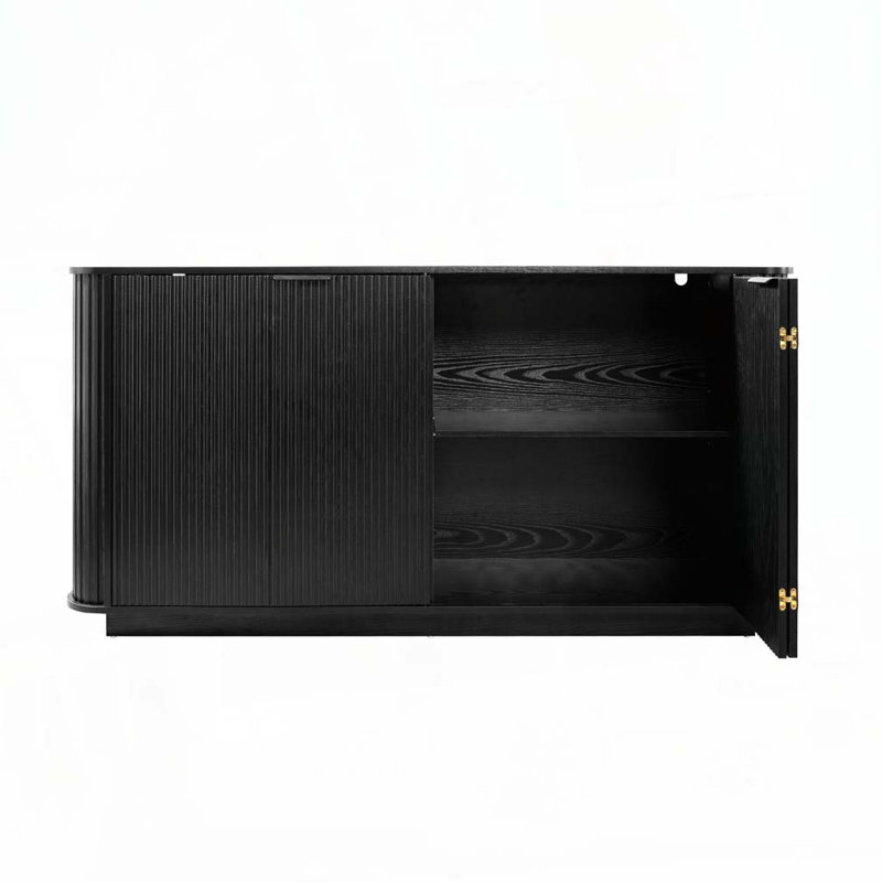 Armoire de rangement Wavy Design avec tablettes réglables, convenant à la cuisine, au salon et au couloir, Noir