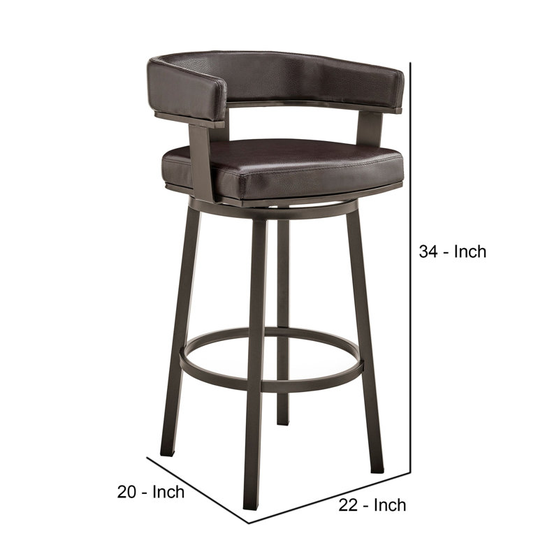 Tabouret de bar 26 po Jack, chaise pivotante, similicuir Jack, brun, Brun, Brun