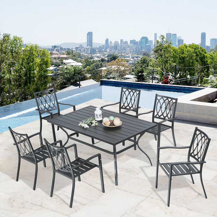  Rectangular 4 - Person 60" Long Dining Set with Umbrella