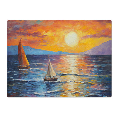 Seascape Expressionism  Glass Chopping Board