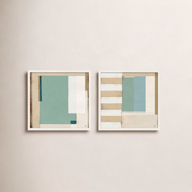City Scape aqua, Set of 2 by Marco Marella for Studio M - Framed Wall Art, 44" H x 44" W, Framed Print Paper without Mat