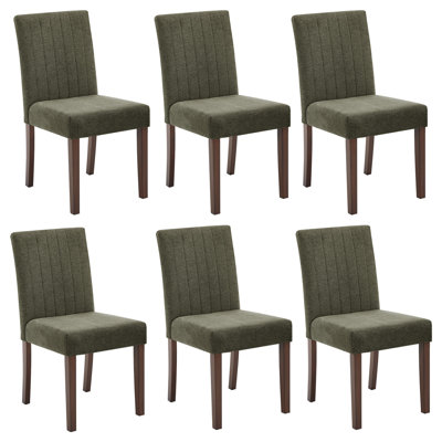 Chaises de salle à manger rembourrées en lin Modern, pieds en bois d'hévéa robustes, dossier haut ergonomique