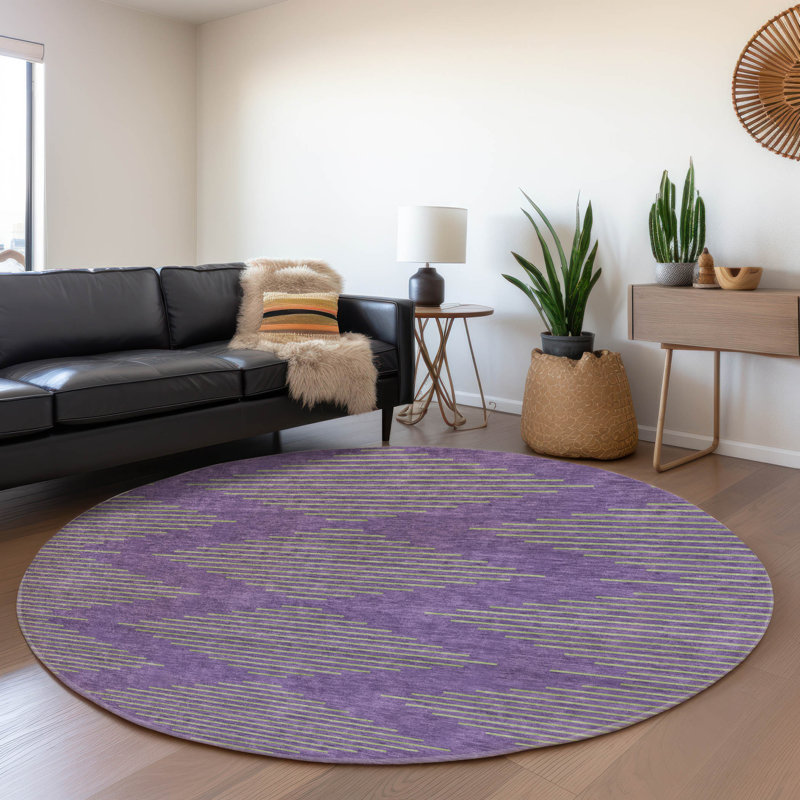 Premium Machine Washable Jahnke AMF1017 Geometric Rug, Round 8'