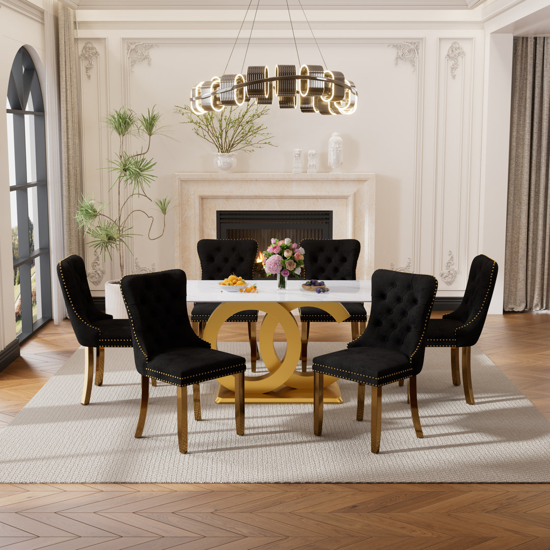 Mackinaw Rectangular 63'' L x 35.4'' W Dining Set Everly Quinn Chair 