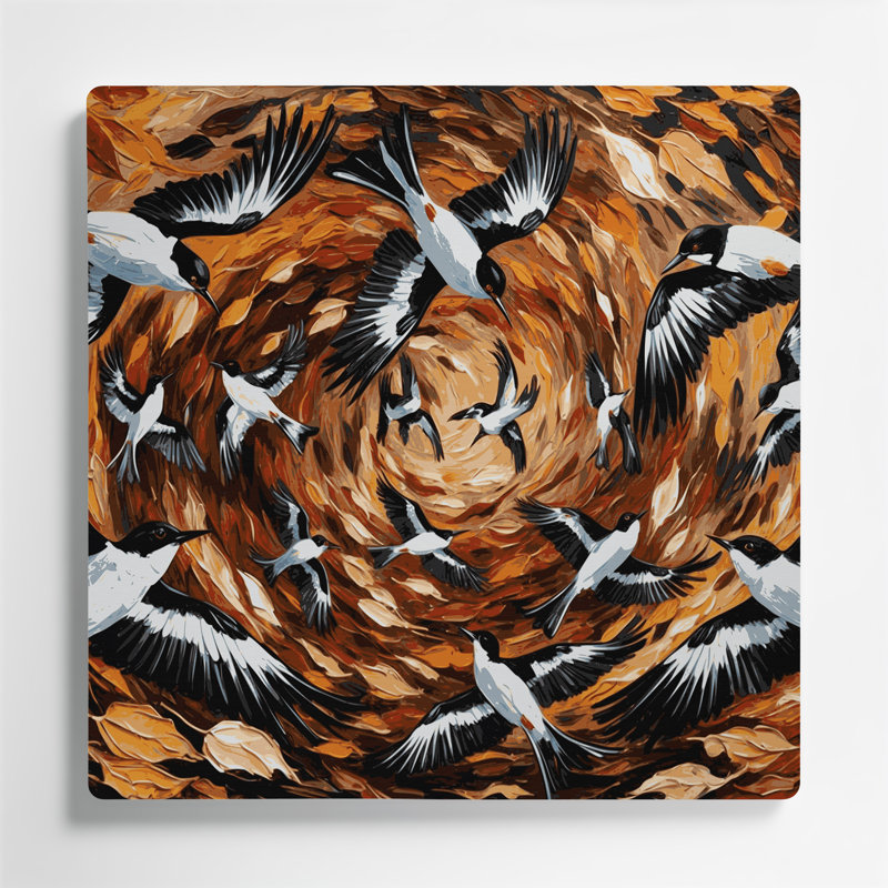 Art mural oiseaux en métal noir, H 8 po x l 8 po