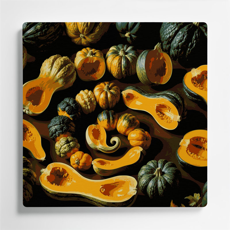 Légumes, art mural brun en métal à la courge kabocha, H 16 po x l 16 po