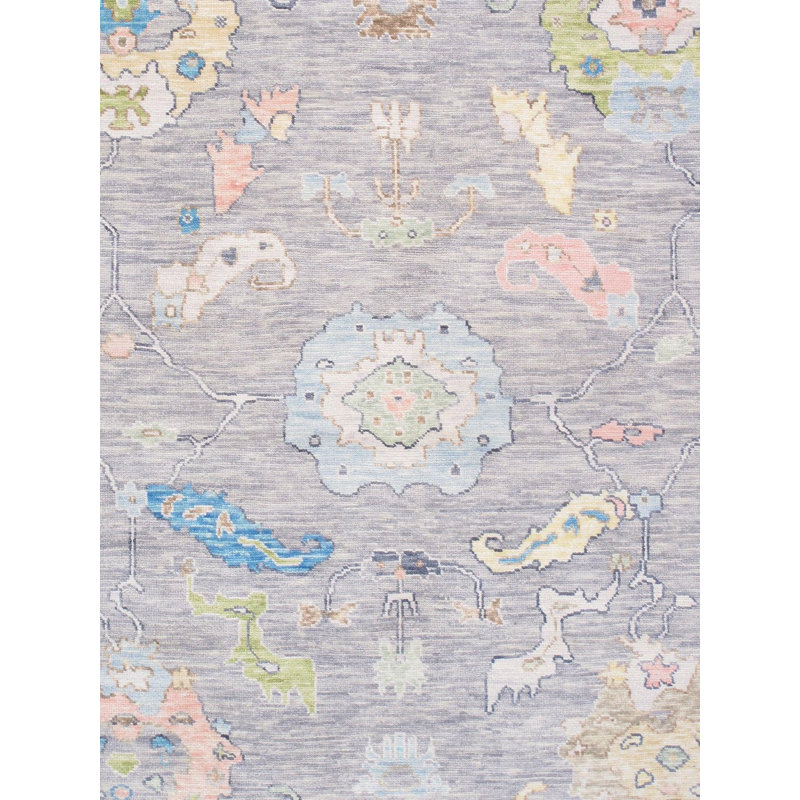 Tapis oriental bleu en coton noué à la main 9 pi 2 po x 12 pi 2 po Hawkinge