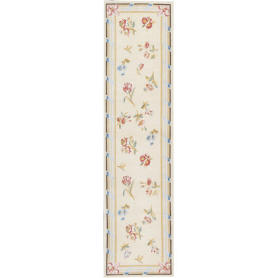 Hand-Knotted High-Quality Beige and Gold Runner
