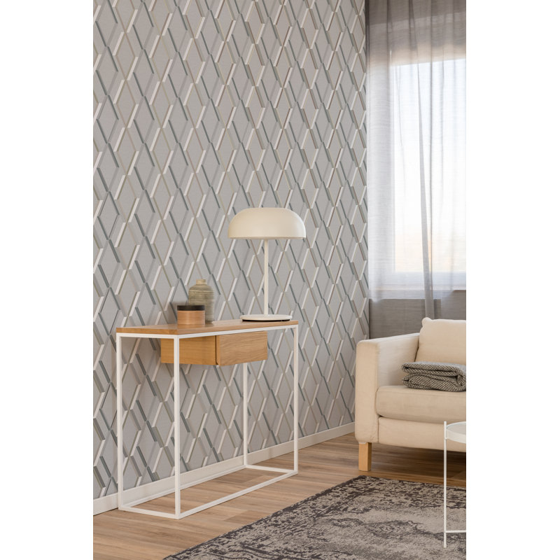 Geometric Wallpaper Roll, Gray