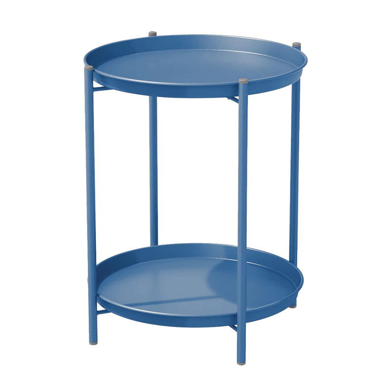 Eucleides Steel Tray Top End Table,  Peacock Blue