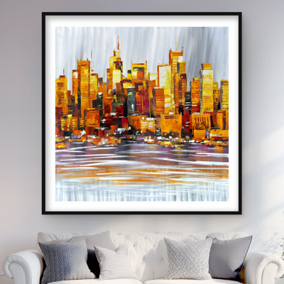 Orange buildings - Framed Matted Print for Home Decor