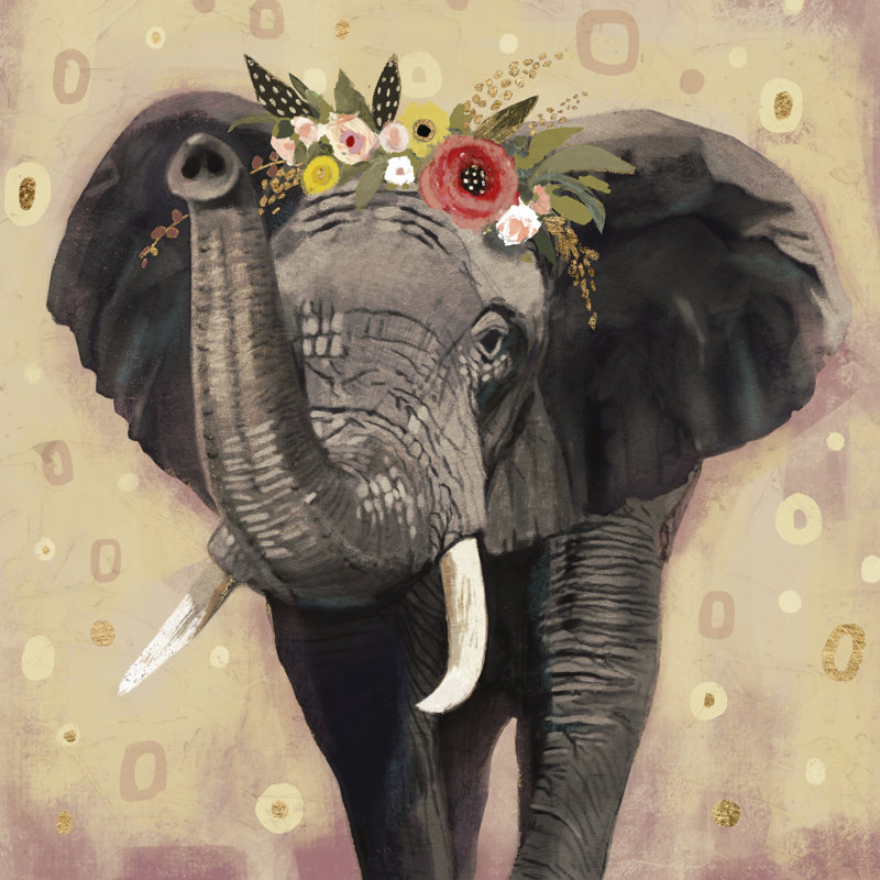 Klimt Elephant II by Victoria Barnes - Wrapped Canvas Painting, 91cm H x 91cm W x 3.8cm D