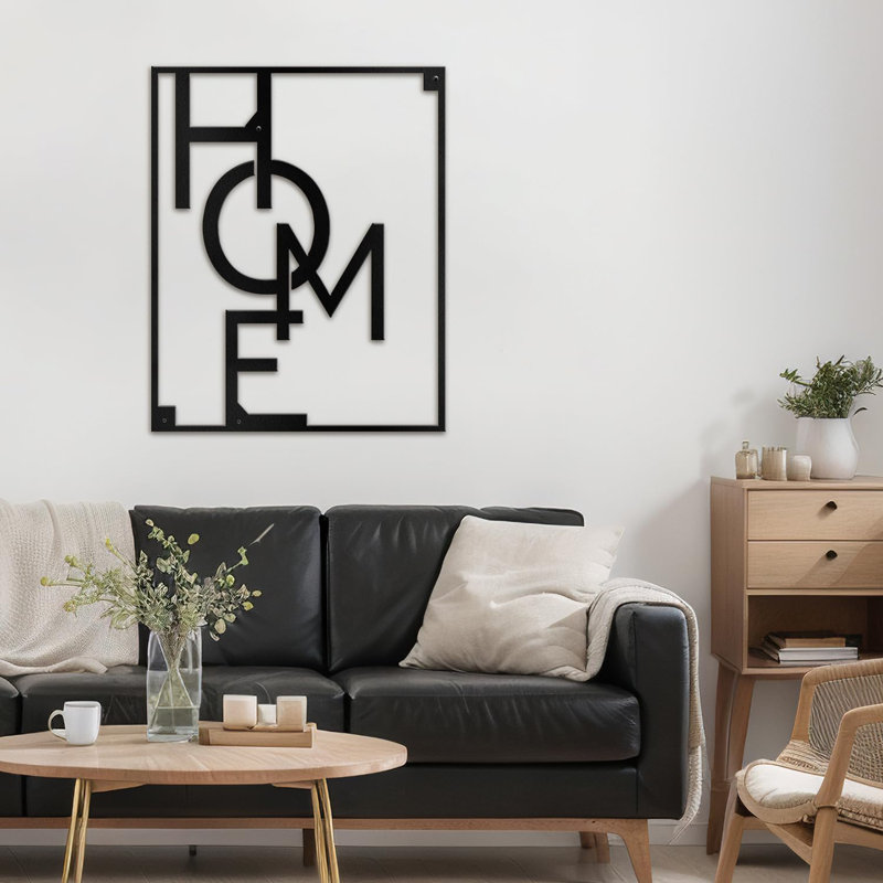 Décoration murale en métal, H 12 po x l 10 po x P 0,05 po, Noir