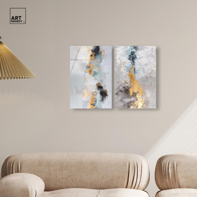 Ensemble de 2 panneaux Gilded Luxe Duo Blue Art 