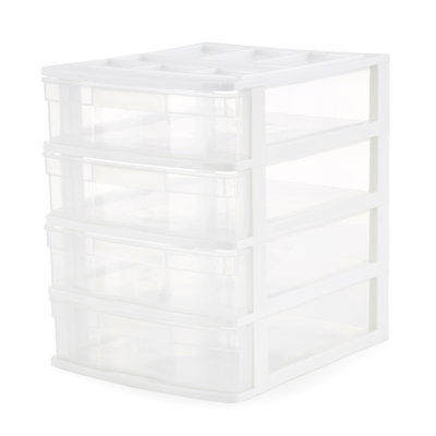 Gracious Living Desktop And Countertop 4 Drawer Storage Bin With Organizer Lid