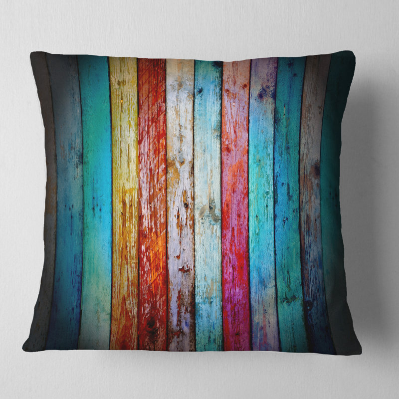 Coussin décoratif rétro en bois - Street Art, 18 po x 18 po, Carré