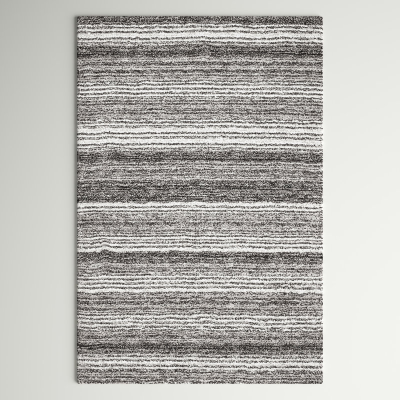 Tapis rayé multicolore gris / brun à poils longs touffeté à la main Panitz, Rectangle 10 pi x 13 pi