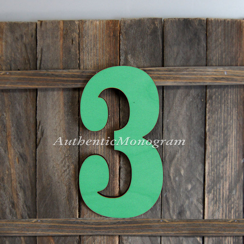Suspension murale numéro de lettre monogramme, 3, Vert