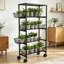 Chariot de rangement mince avec roulettes coulissantes, chariot utilitaire compact à 5 niveaux avec roulettes verrouillables pour l'organisation de la cuisine, de la salle de bain et de la salle de lavage