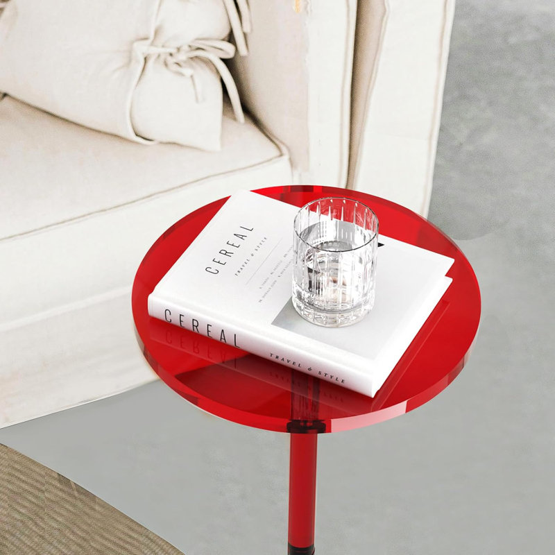 Clear Acrylic Side Table For Small Spaces, Round End Table For Living Room, Bedroom, Office