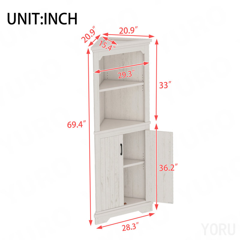 Grande armoire d'angle à 2 portes pour le salon / salle à manger - beige