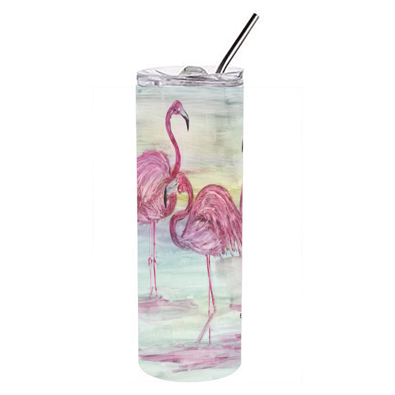 6432710C1C7F48A4B69362837F872ED8 de verre 20 oz en acier inoxydable à double paroi flamant roses