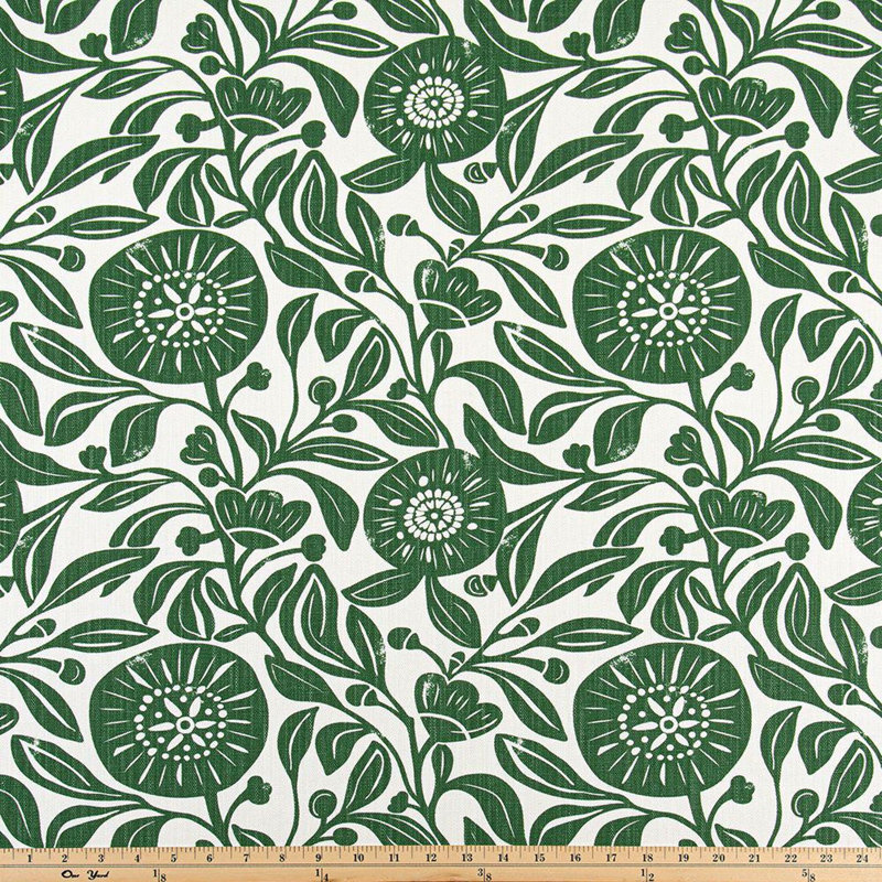 Rideaux floraux modernes de style Mid-Century vert, L 50 po x L 96 po