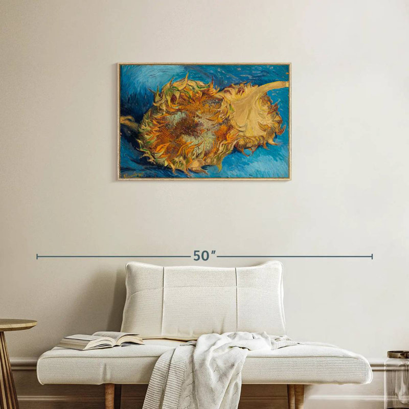 Tournesols I, Cadre flottant en bois naturel, 31 po x 21 po