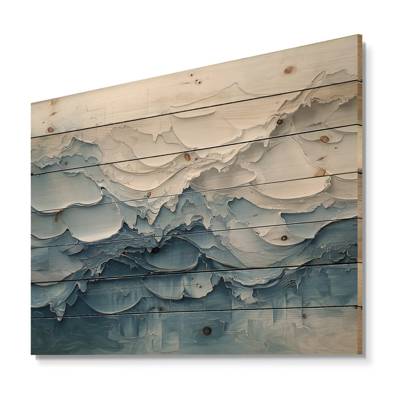Vagues vagues de l'océan I - décoration murale en bois côtier - sur bois de pin naturel, H 34 po x l 44 po x P 0,78 po