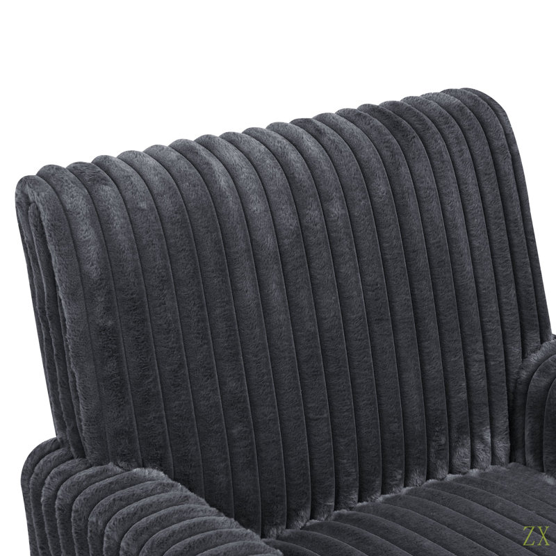 Chaise d'appoint moderne en velours côtelé avec pieds en bois massif, Gris foncé