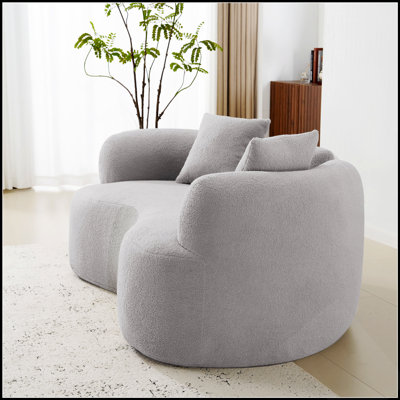 Causeuse incurvée de 72,8 po avec éponge à compression complète, tissu en velours de peluche, canapé sans assemblage pour petits espaces, capacité de 350 lb