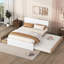 Structure de lit double avec lit gigogne simple et 2 tiroirs de rangement pratiques en chêne blanc ultrabrillant de couleur moderne. Matériaux pour la durabilité. Conception de l'espace. Assemblage facile-88844394-88844406