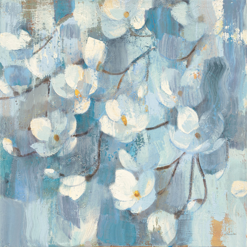 «Magnolias in Spring I» par Albena Hristova - reproduction d'art sur toile tendue, H 12 po x l 12 po