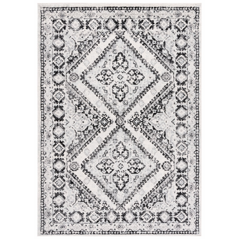 Tapis ivoire / noir Tulum 280, Rectangle 8 pi x 10 pi
