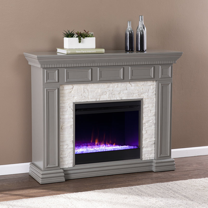 Isik Dakesbury Color Changing Fireplace with Faux Stone